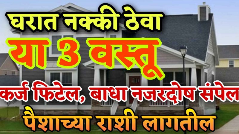 घरात ठेवा नक्की या ३ वस्तू; कर्ज फिटेल,नजरदोष,बाधा संपतील,पैशाच्या राशी लागतील.!